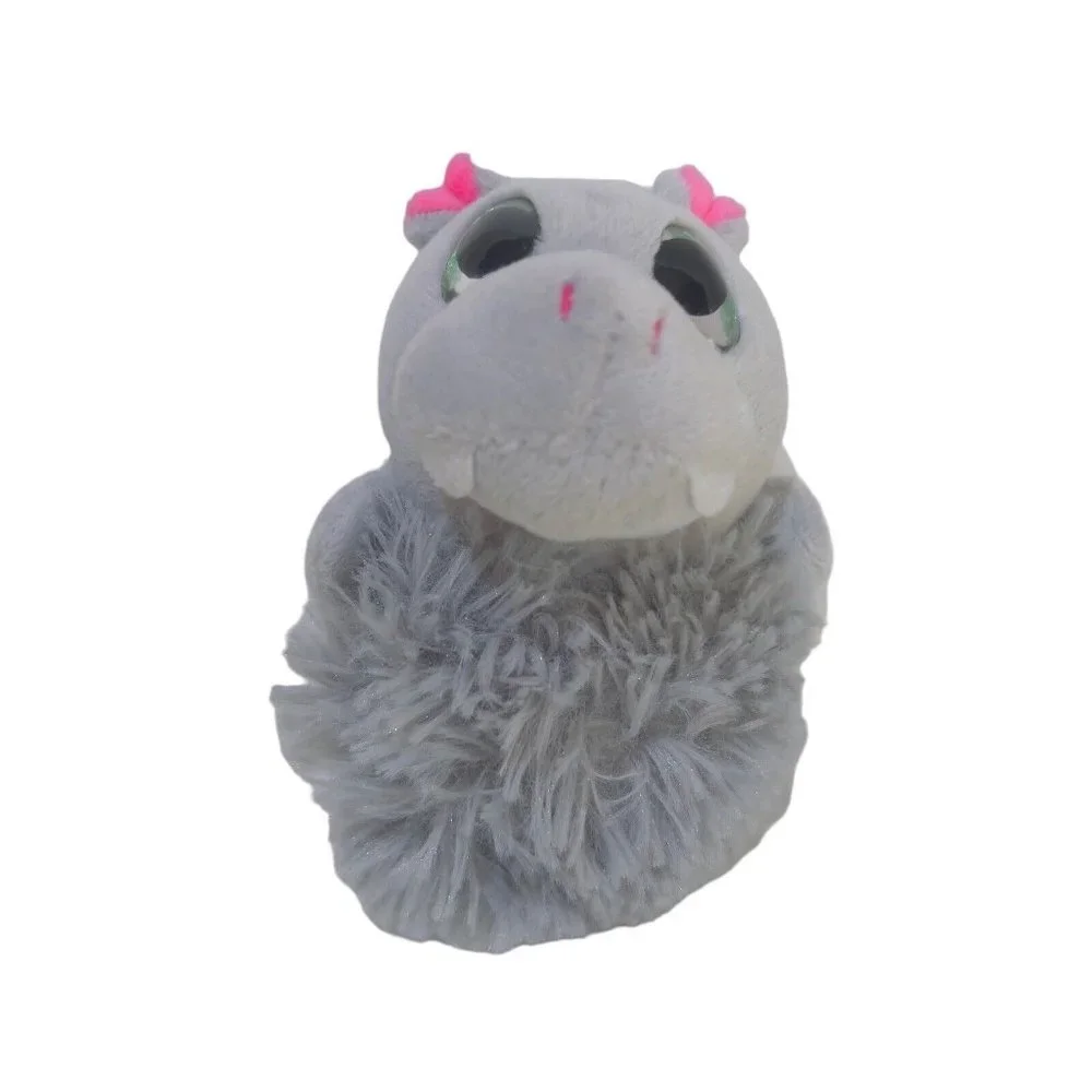 Fiesta Pom Pals 4.5” Plush Gray Beanie Ricky Hippo Big Green Eyes‎ Stuffed Toy